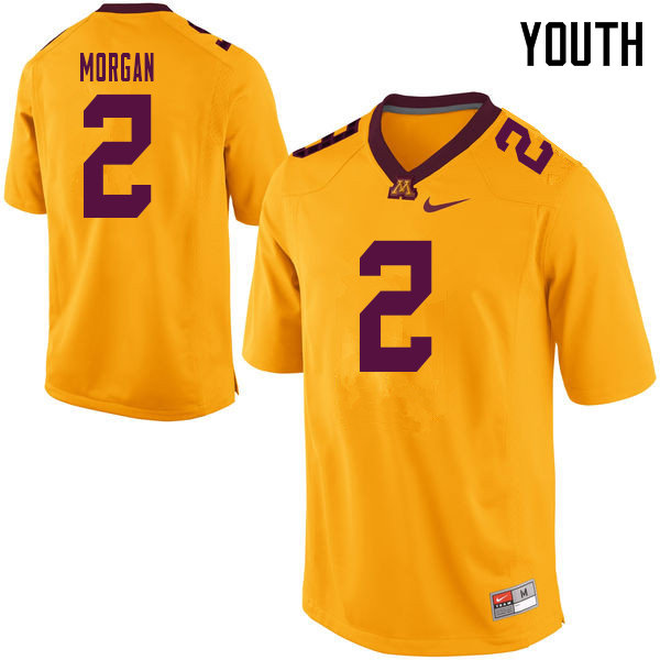 Youth #2 Tanner Morgan Minnesota Golden Gophers College Football Jerseys Sale-Yellow - Click Image to Close